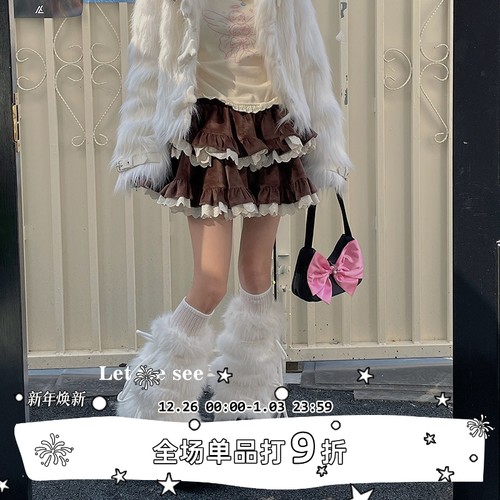 LETMESEE超厚毛绒蝴蝶结腿套