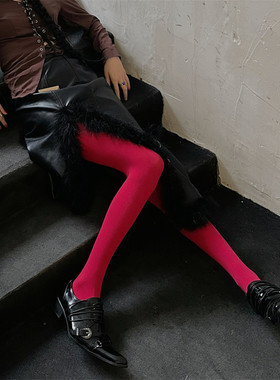 LET ME SEE 小众穿搭红色系打底袜圣诞节新年连裤袜天鹅绒打底裤