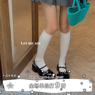 棉袜中筒袜竖条纯色及膝袜显瘦百搭 SEE小腿袜子女秋冬款 LET