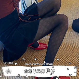 亚文化丝袜加长黑色格纹显瘦性感打底袜子女 SEE辣妹个性 LET