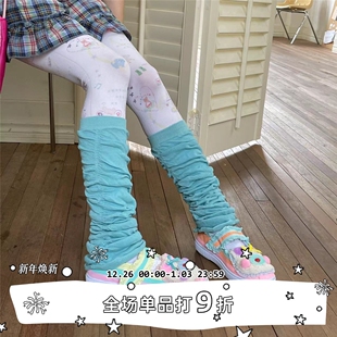 泡泡堆堆袜套纯色个性 LET 自制芭蕾美学褶皱肌理腿套薄款 SEE