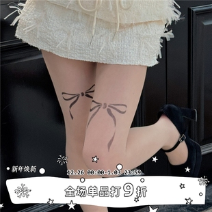 韩系少女印花蝴蝶结丝袜薄款 SEE 防勾丝性感美腿打底袜 LET