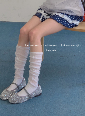 LET ME SEE 少女小腿袜JK蝴蝶结芭蕾风白色堆堆长袜配玛丽珍女袜