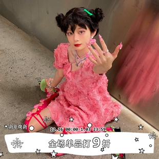 原创 SEE 绑带玫瑰辣妹美腿高筒袜彩色镂空性感少女丝袜 LET