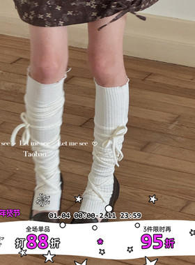 LET ME SEE 辣妹纯色针织踩脚绑带袜套 少女堆堆袜女袜