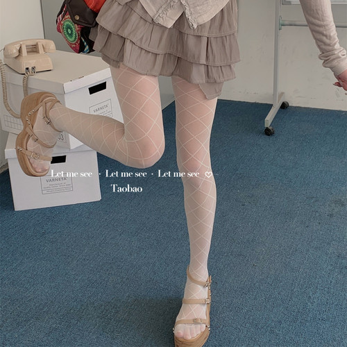 LET ME SEE 显瘦菱格薄款防勾丝袜 辣妹黑丝连裤袜打底女丝袜