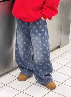 THE LUHAN【星星的你】秋冬星星加绒牛仔裤亲子装男童长裤25834