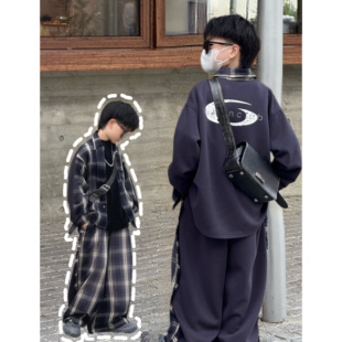 秋季 征服全场 巴黎宽松衬衫 亲子装 25674 THE 男童格纹套装 LUHAN