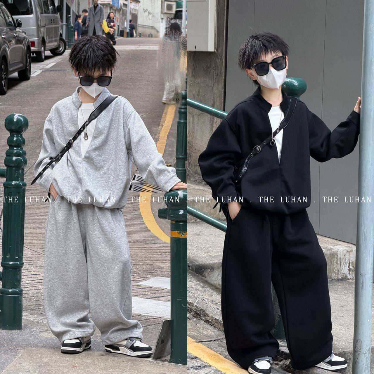 THE LUHAN【宽松潮童】春季休闲亲子装中大童男童运动套装26081