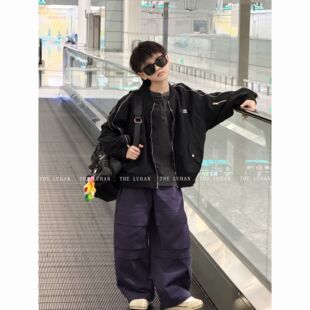 LUHAN 潮流中大童亲子装 机场ootd 美式 男童外套26021 春季 THE