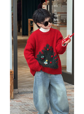 THE LUHAN【叮叮当】秋冬圣诞小众设计亲子装中大童毛衣25853