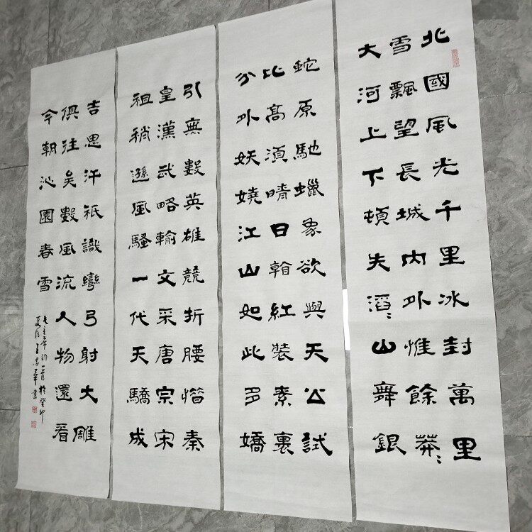 王忠华手写隶书书法 沁园春雪 办公室客厅茶室书房大堂装饰字画