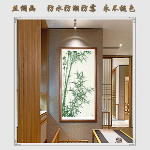 竹报平安挂画新款 饰画 花鸟画竹子画装 办公室字画卷轴挂画客厅竖版