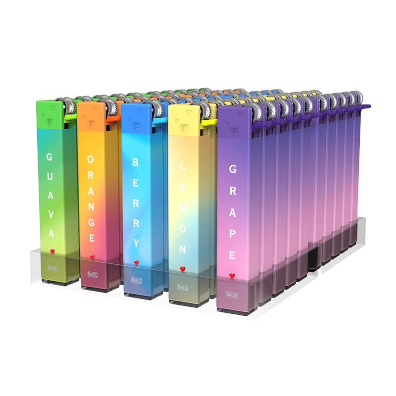 百得砂轮打火机滑轮火石耐用高颜值性感一次性网红小方机高原