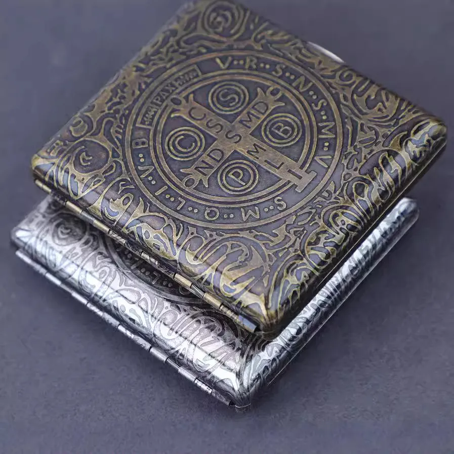 双枪正品327康斯坦丁粗支铜烟盒仿古银仿古铜20支装个性送男友