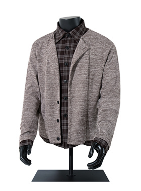 美式复古风新中式假两件拼接翻领针织开衫男老钱风cleanfit外套