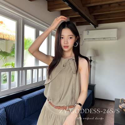 ZY GODDESS-发财爆款套装韩版侧绑带设计感无袖小衫+莱赛尔87031