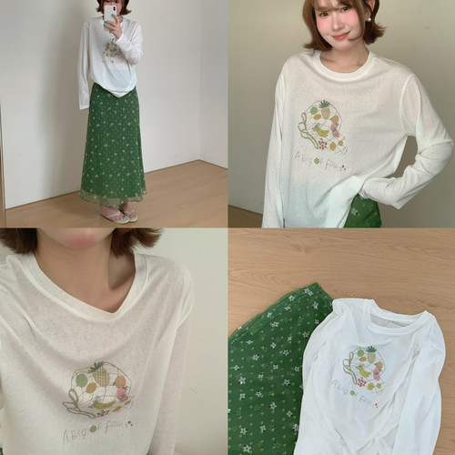 Flower April（FA）-水果篮子韩系松弛感水果篮子印花防晒罩17089