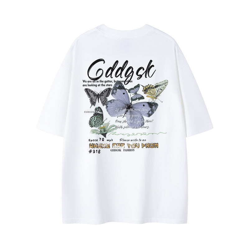 已注册/夏季卡通蝴蝶印花短袖T恤男宽松体恤打底衫DT0299/P25,男装T恤,电商B316
