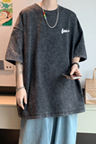 水洗重磅新款夏季印花圆领短袖T恤男生宽松打底衫体恤DT6690/P35，男装T恤，电商B316