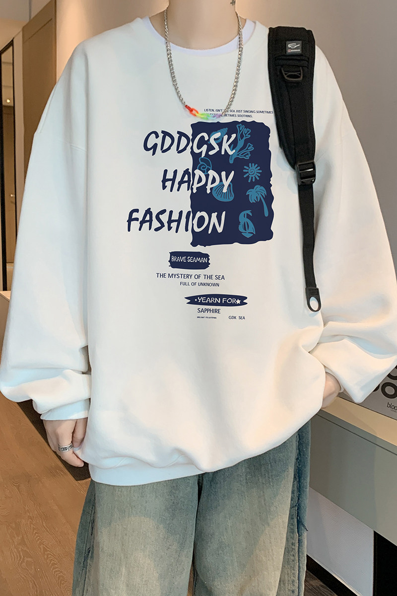 已注册/华棉秋季新圆领小清新风卫衣男生宽松外套WY9116/P35,男装卫衣,电商B316