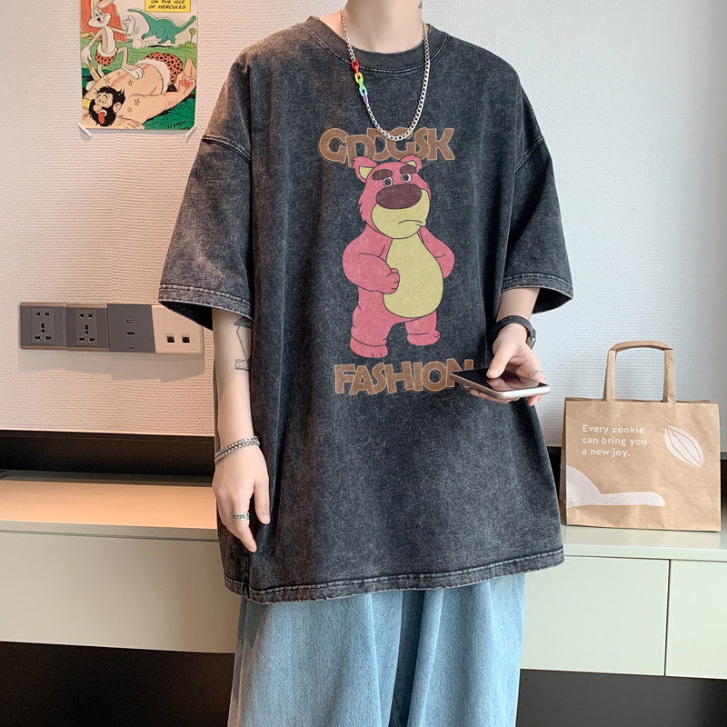 水洗重磅新夏季潮牌印花短袖T恤男情侣打底衫体恤DT5940/P35,男装T恤,电商B316