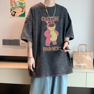 水洗重磅新款夏季大码日系印花短袖T恤男生打底衫体恤DT5940/P35,逃跑吧少年怎么搭配小学妹衣服图片