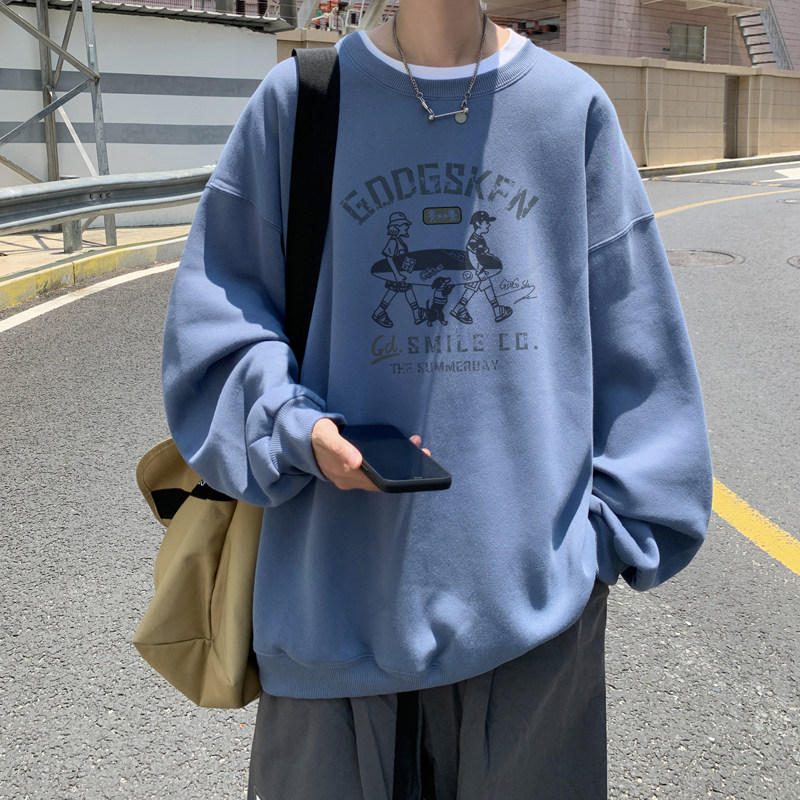 已注册/华棉秋季新咖啡色复古卫衣男生宽松打底衫WY9638/P35,男装卫衣,电商B316
