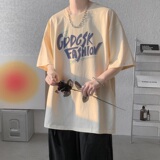 夏季新印花短袖T恤男港风宽松半袖体恤情侣打底衫DT6838/P25，男装T恤，电商B316