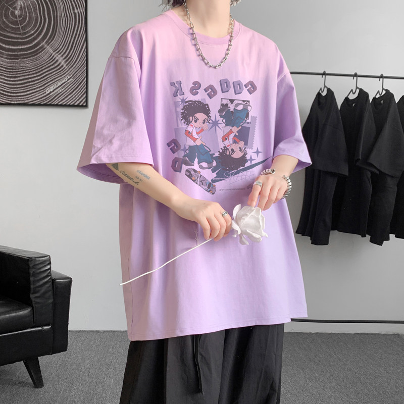 已注册/夏季美式复古短袖T恤男宽松可爱体恤打底衫DT0227/P25,男装T恤,电商B316