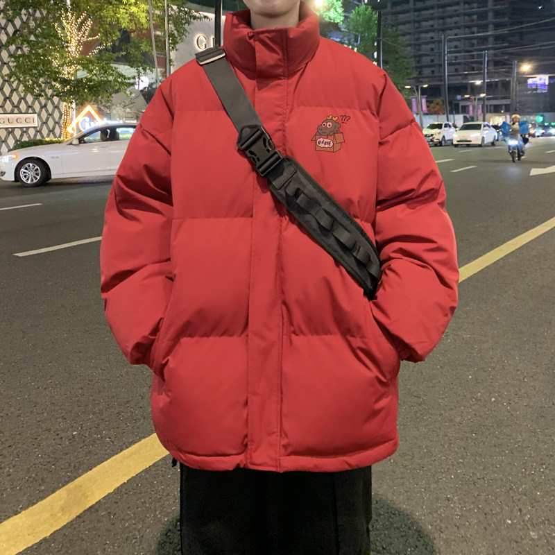 本命年新款红色战袍立领面包服男冬季保暖棉衣宽松外套MF9614/P90图片