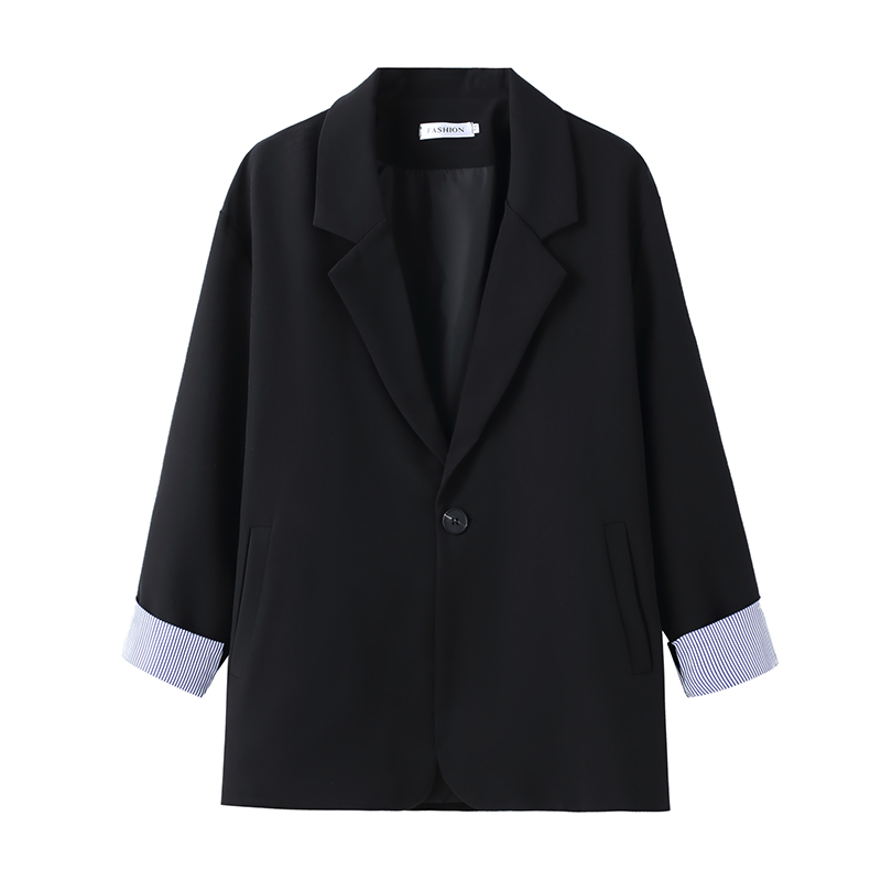 秋季袖口条纹翻边西装外套西服男港风S-5XL码质量好！XZ3031/P75