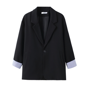 秋季袖口条纹翻边西装外套西服男港风S-5XL码质量好！XZ3031/P75图片