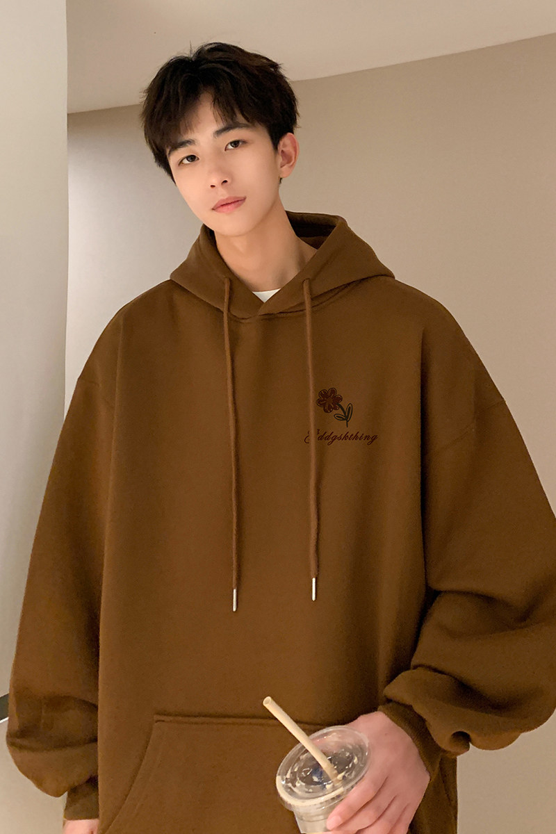 已注册/华棉秋季新花朵印花连帽卫衣男宽松打底衫WY9181/P50,男装卫衣,电商B316