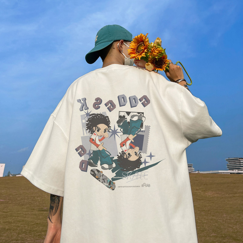 已注册/夏季滑板卡通印花短袖T恤男宽松体恤打底衫DT3323/P25,男装T恤,电商B316
