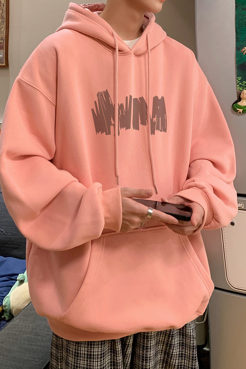 已注册/秋季新情侣连帽日系印花卫衣男宽松打底衫WY3605/P50,男装卫衣,电商B316