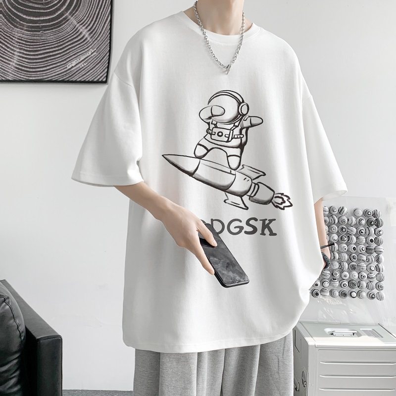 已注册/夏季太空人印花短袖T恤男大码半袖重磅体恤DX8585/P25,男装T恤,电商B316