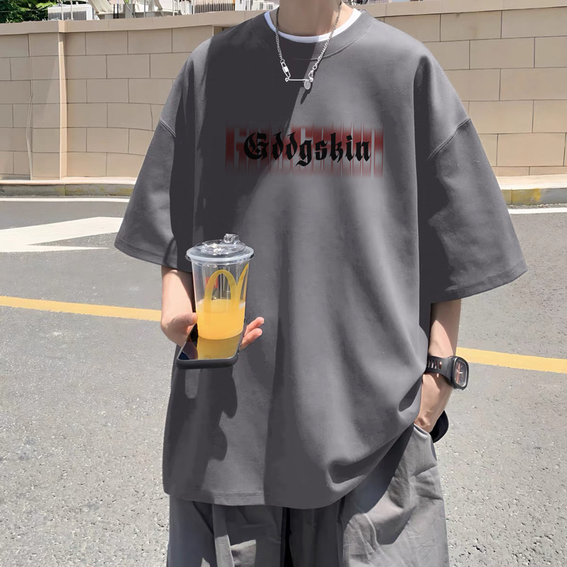 已注册/夏季外景重磅新款纯棉圆领短袖T恤男宽松体恤衫DT9662/P25,男装T恤,电商B316