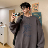 已注册/秋季新圆领港风情侣卫衣男生黑色宽松长袖WY2337/P35，男装卫衣，电商B316