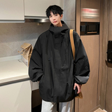 秋冬季防水极简风休闲连帽冲锋衣男大码夹克外套JK2865/P100，男装夹克，电商B316