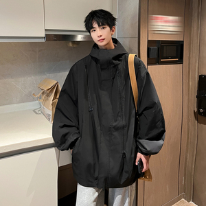 秋冬季防水极简风休闲连帽冲锋衣男大码夹克外套 JK2865/P100图片