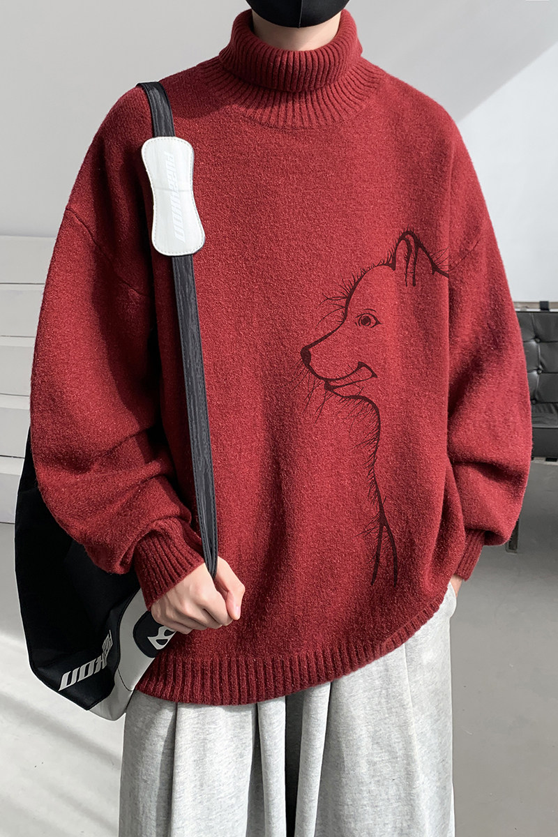 已注册/冬季美式潮牌高领毛衣翻领上衣男青年宽松外套MY9504/P45,男装针织衫/毛衣,电商B316