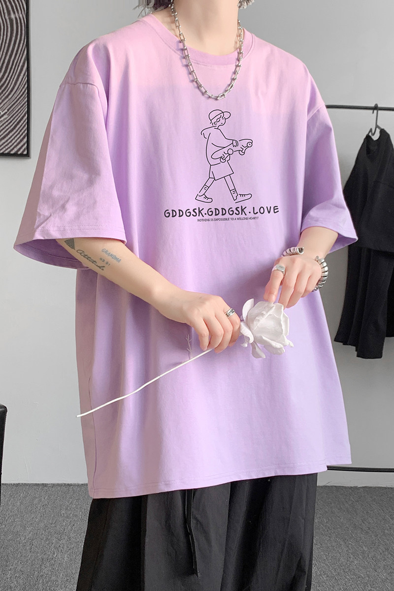 已注册/夏季紫色学院风短袖T恤男生大码体恤打底衫DT2010/P25,男装T恤,电商B316