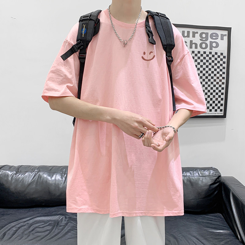 已注册/夏季个性笑脸印花短袖T恤男港风半袖打底衫DT2888/P25,男装T恤,电商B316