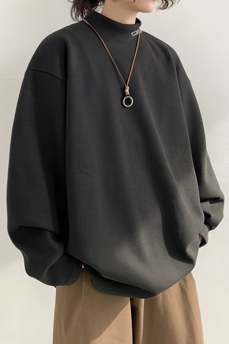 已注册/秋冬季复古休闲宽松打底衫男潮半高领内搭卫衣WY9605/P28,男装卫衣,电商B316