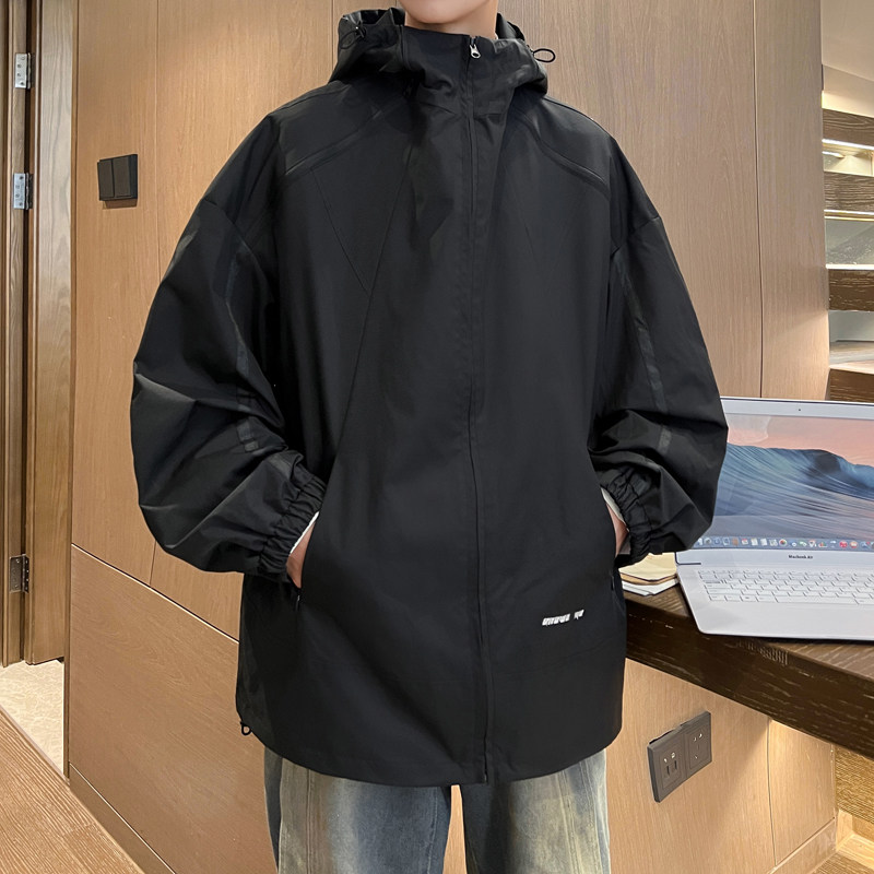 秋冬季潮牌字母冲锋衣男宽松朋克风连帽夹克外套 JK6321/P100图片