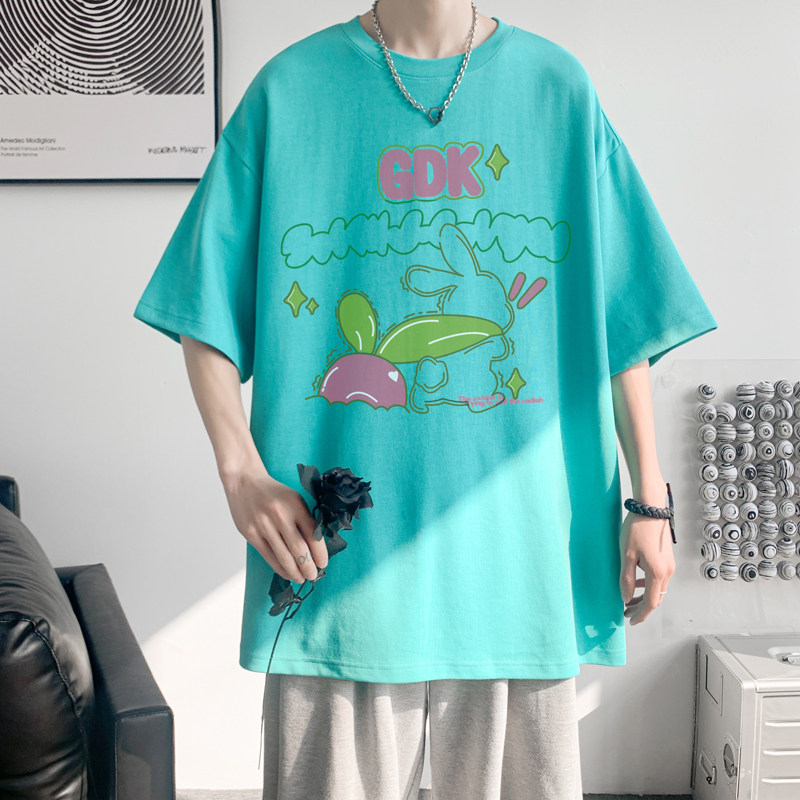 已注册/重磅新夏季荧光绿色兔子印花短袖T恤男体恤DT0003/P25,男装T恤,电商B316