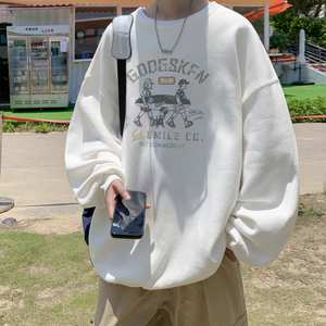 已注册/华棉秋季新咖啡色复古卫衣男生宽松打底衫WY9638/P35