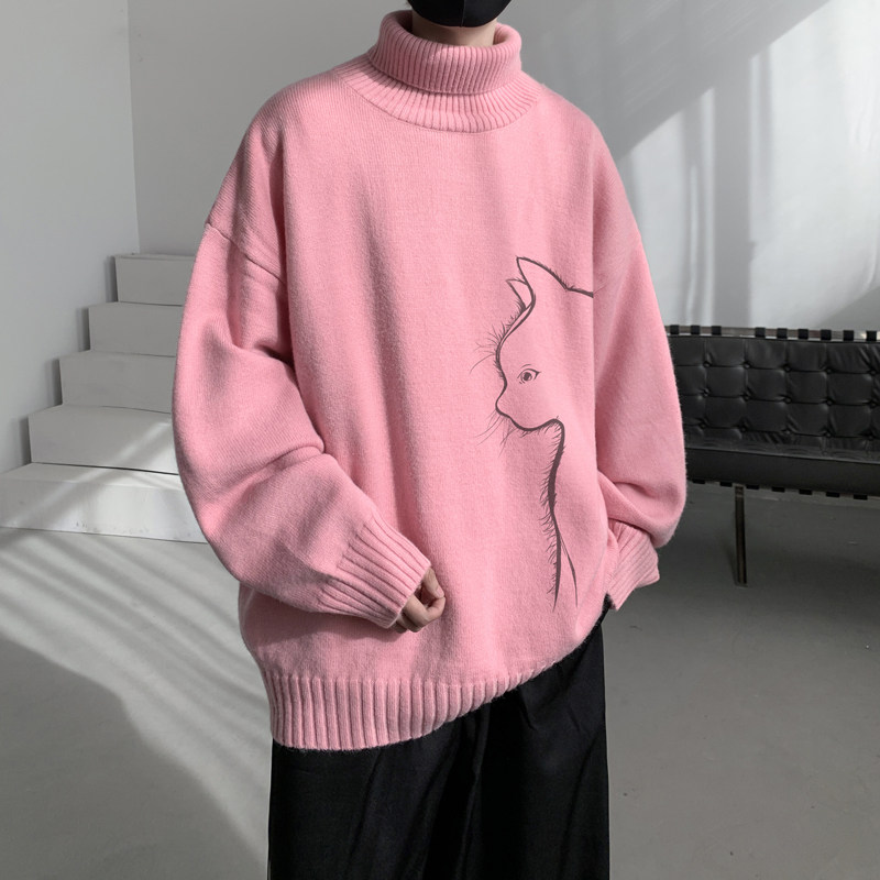 已注册/冬季潮流宽松高领毛衣翻领上衣男休闲大码外套MY9503/P45,男装针织衫/毛衣,电商B316