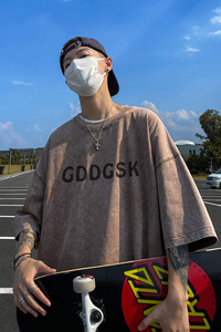 水洗重磅新款夏季潮牌文艺短袖T恤男生大码打底衫体恤 DT1400/P35图片